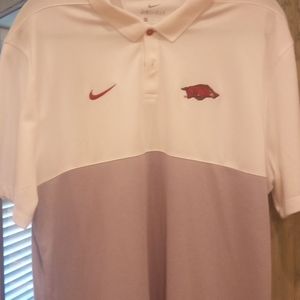 Nike Short Sleeve University of Arkansas Dri-Fit two button pull over